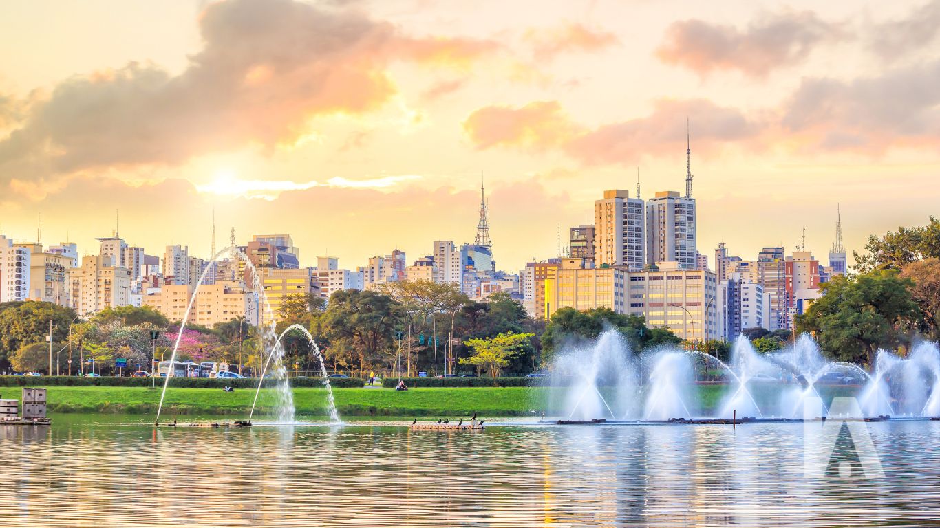 Vista Panorâmica Do Parque Ibirapuera Ao Entardecer